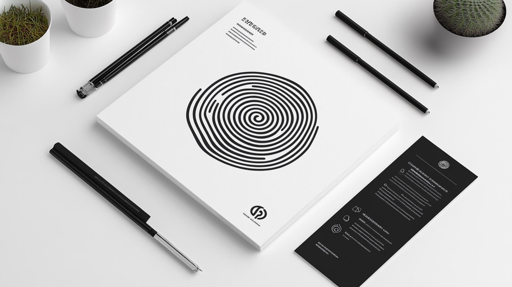 Illustration article sur le logo en noir et blanc